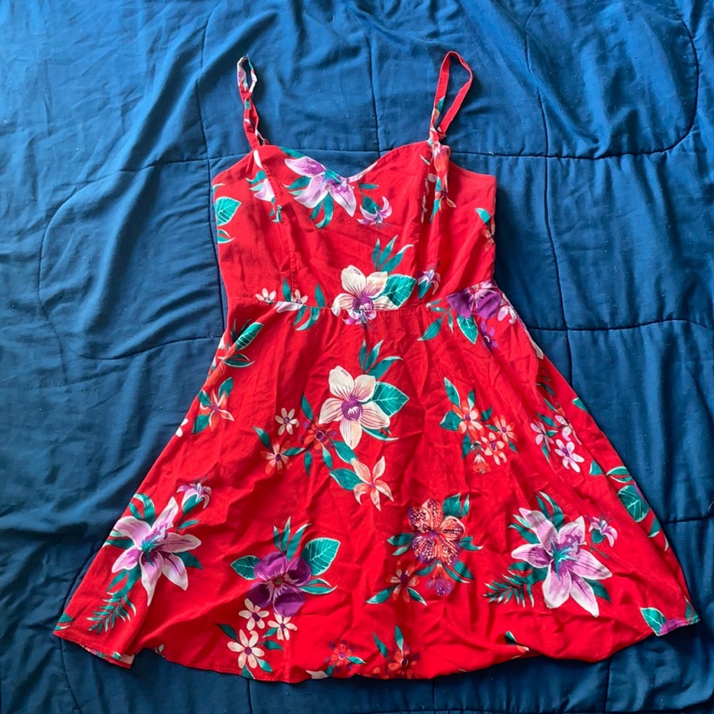Old Navy floral red dress L